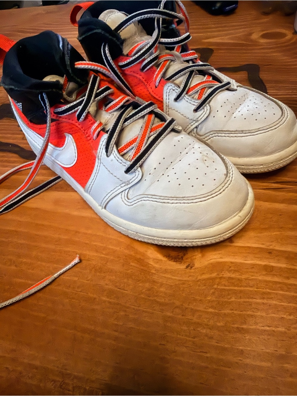 Jordan Kids White, Orange & Black High-Top Sneakers